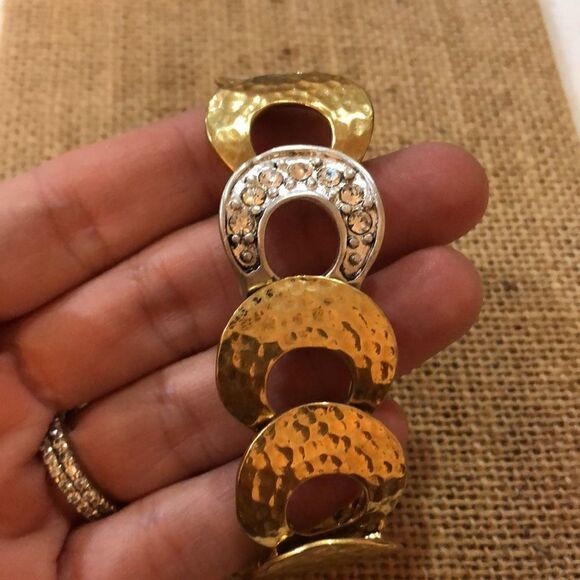 Stretch Gold tone and silver bracelet - Picture 3 of 7